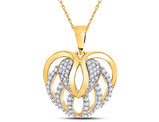 1/6 Carat (ctw I2-I3) Diamond Heart Pendant Necklace in 10K Yellow Gold with Chain